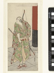 Schauspieler Ichikawa Monnosuke II mit Pfeil und Bogen von Katsukawa Shunko