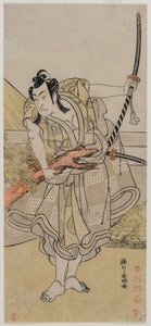 Ichikawa Monnosuke II als Soga no Goro, um späte 1770er Jahre