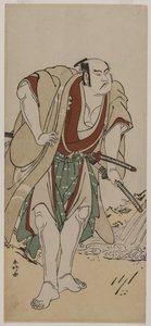 Otani Hiroji III als Samurai neben einem Bach stehend, um 1780