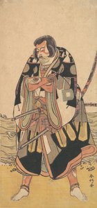 Der Schauspieler Ichikawa Danjuro V als Krieger in der Nähe der Küste