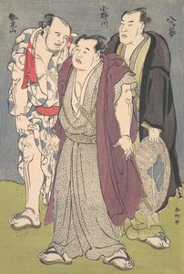 Drei Sumo-Ringer: Onogawa, Seimiyama und Yatsugamine, ca. 1790er