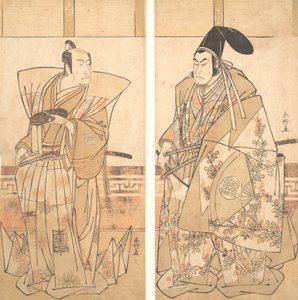Zwei Schauspieler in zeremoniellen Kostümen, ca. 1787