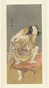 Schauspieler Sawamura Sojuro III bereitet sich auf einen Kampf vor