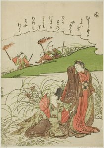 "Chi": Musashi-Ebene, aus der Serie "Geschichten von Ise in modischen Brokatbildern (Furyu nishiki-e Ise monogatari)"