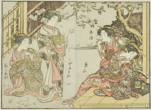 Kurtisanen des Asahimaruya, aus dem Buch Spiegel der schönen Frauen der Vergnügungsviertel (Seiro bijin awase sugata kagami), Bd. 1 von Katsukawa Shunsho