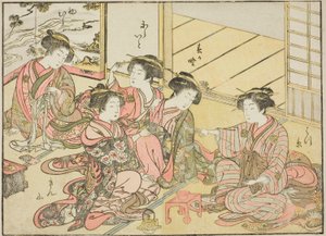 Kurtisanen des Gakuiseya, aus dem Buch "Spiegel der schönen Frauen der Vergnügungsviertel (Seiro bijin awase sugata kagami)," Bd. 1 von Katsukawa Shunsho