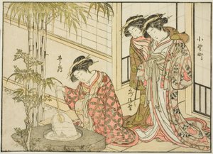 Kurtisanen des Maruya, aus dem Buch "Spiegel der schönen Frauen der Vergnügungsviertel (Seiro bijin awase sugata kagami)," Bd. 2