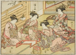 Kurtisanen des Matsubaya, aus dem Buch "Spiegel der schönen Frauen der Vergnügungsviertel," Bd. 1 von Katsukawa Shunsho