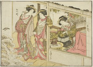 Kurtisanen von Nakaomiya, aus dem Buch „Spiegel der schönen Frauen der Vergnügungsviertel (Seiro bijin awase sugata kagami)“, Band 2