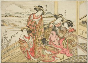 Kurtisanen des Obishiya, aus dem Buch "Spiegel der schönen Frauen der Vergnügungsviertel," Band 2 von Katsukawa Shunsho