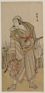 Ichikawa Danjuro V als Reisender neben einem Büschel Iris, ca. 1780 von Katsukawa Shunsho