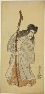Der Schauspieler Ichikawa Danjuro IV möglicherweise als Tenjiku Tokubei im Stück "Tenjiku Tokubei wendet das Steuer nach Hause (Tenjiku Tokubei Kokyo no Torikaji)," aufgeführt im Nakamura-Theater im achten Monat, 1768