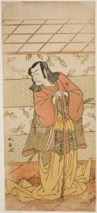 Der Schauspieler Ichikawa Danjuro V als Ashiya Doman im Stück Kikyo-zome Onna Urakata, aufgeführt im Morita Theater im siebten Monat, 1776