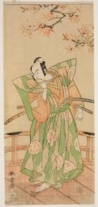 Der Schauspieler Ichikawa Danjuro V als Momonoi Wakasanosuke Yasuchika (?) im Stück Kanadehon Chushingura (?), aufgeführt im Nakamura Theater (?) im fünften Monat, 1771 (?)