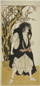 Der Schauspieler Ichikawa Danjuro V als der abtrünnige buddhistische Mönch Wantetsu aus Okamidani, in der fünften Szene des Stücks Date Nishiki Tsui no Yumitori (Ein dandyhaftes Brokat: Entgegengesetzte Krieger), aufgeführt im Morita-Theater im elften Mona