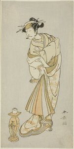 Der Schauspieler Ichikawa Danjuro V als Geist des Mönchs Seigen in der Shosagoto-Tanzsequenz "Sono Utsushi-e Matsu ni Kaede" (Ein Schattenspiel von Kiefer und Ahorn), die letzte Szene von Teil Zwei des Stücks Keisei Momiji no Uchikake von Katsukawa Shunsho