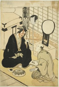 Der Schauspieler Ichikawa Danjuro V in seiner Garderobe