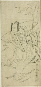 Der Schauspieler Ichikawa Danzo III als I no Hayata Tadazumi im Stück Nue no Mori Ichiyo no Mato, aufgeführt im Nakamura-Theater im elften Monat, 1770