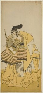Der Schauspieler Ichikawa Ebizo III als Kudo Saemon Suketsune im Stück Kamuri Kotoba Soga no Yukari, aufgeführt im Ichimura Theater im ersten Monat, 1776 von Katsukawa Shunsho