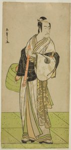 Der Schauspieler Ichikawa Ebizo als Kudo Suketsune verkleidet als Komuso im Stück Waka Murasaki Edokko Soga, aufgeführt im Ichimura-Theater im ersten Monat, 1792