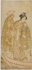 Der Schauspieler Ichikawa Monnosuke II als Minamoto no Yorinobu im Stück Kikujido Shuen no Iwaya, aufgeführt im Morita-Theater im elften Monat, 1775 von Katsukawa Shunsho
