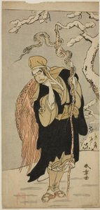 Der Schauspieler Ichimura Uzaemon IX als Aza-maru im Stück Yui Kanoko Date-zome Soga, aufgeführt im Ichimura-Theater im ersten Monat, 1774