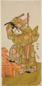 Der Schauspieler Ichimura Uzaemon IX als Otomo no Kuronushi im Stück Sugata no Hana Yuki no Kuronushi, aufgeführt im Ichimura Theater im elften Monat, 1776 von Katsukawa Shunsho