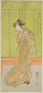 Der Schauspieler Iwai Hanshiro IV als Agemaki im Stück Sakai-cho Soga Nendaiki, aufgeführt im Nakamura-Theater im dritten Monat, 1771 von Katsukawa Shunsho