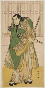 Der Schauspieler Nakamura Nakazo I als Hige no Ikyu im Stück Nanakusa Yosooi Soga, aufgeführt im Nakamura Theater im fünften Monat, 1782