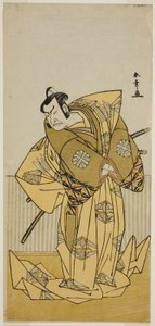 Der Schauspieler Nakamura Nakazo I als Kudo Sukestune (?) im Stück Kokimazete Takao Soga (?), aufgeführt im Ichimura Theater (?) im zweiten Monat, 1778