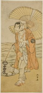 Der Schauspieler Nakamura Nakazo I als der abtrünnige Mönch Dainichibo im Stück Edo Meisho Midori Soga, aufgeführt im Morita-Theater im ersten Monat, 1779