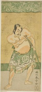 Der Schauspieler Nakamura Sukegoro II als Sumoringer Matano no Goro im Stück Myoto-giku Izu no Kisewata, aufgeführt im Ichimura Theater im elften Monat, 1770