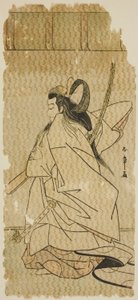 Der Schauspieler Onoe Matsusuke I als Prinz Takanori im Stück "Kaeribana Eiyu Taiheiki," aufgeführt im Nakamura-Theater im elften Monat, 1779 von Katsukawa Shunsho