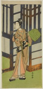 Der Schauspieler Onoe Tamizo I als Kewaizaka no Shosho verkleidet als Komuso im Stück Furisode Kisaragi Soga, aufgeführt im Ichimura-Theater im zweiten Monat, 1772