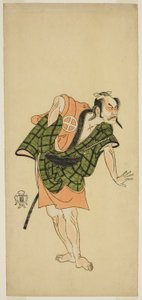 Der Schauspieler Otani Hiroji III als Onio Shinzaemon (?) im Stück Bunshin Sugatami Soga (?), aufgeführt im Morita Theater (?) im zweiten Monat, 1765 (?) von Katsukawa Shunsho