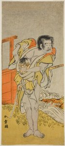 Der Schauspieler Otani Tomoemon I als Kasahari Hokkyo im Stück Kazoe Uta Ta Ue Soga, aufgeführt im Nakamura Theater im ersten Monat, 1776 von Katsukawa Shunsho