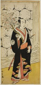 Der Schauspieler Sawamura Sojuro III als Sonobe Zaemon im Stück "Shin Usuyuki Monogatari," aufgeführt im Ichimura-Theater im achten Monat, 1779 von Katsukawa Shunsho