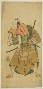 Der Schauspieler Sawamura Sojuro II als Omi no Kotoda (?) im Stück Shuen Soga Omugaeshi (?), aufgeführt im Ichimura Theater (?) im zweiten Monat, 1768 (?)