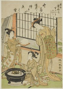 Die Kurtisane Sugawara aus dem Tsuruya-Haus und ihre Kamuro Namiji und Kashiko