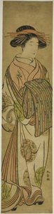 Gehende Kurtisane, möglicherweise Sugawara aus dem Tsuruya Freudenhaus von Katsukawa Shunsho