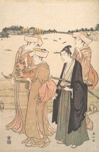 Ein junger Samurai und drei Frauen, ca. 1789 von Katsukawa Shunzan