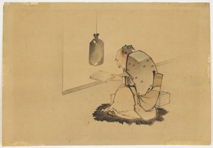 Gelehrter liest am Fenster, ca.1850 von Katsushika (school of) Hokusai