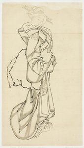 Gehende Kurtisane (Studie), ca. 1815-1849 von Katsushika (school of) Hokusai