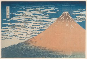 Eine milde Brise an einem schönen Tag (Gaifu kaisei), aus der Serie "36 Ansichten des Berges Fuji (Fugaku sanjurokkei)" von Katsushika Hokusai