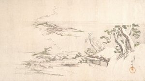 Schneebedeckte Landschaft mit grauen Wolken, ca. 1800 von Katsushika Hokusai