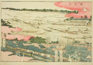 Asakusa-Festival, aus dem illustrierten Buch "Bilderbuch der Vergnügungen des Ostens"