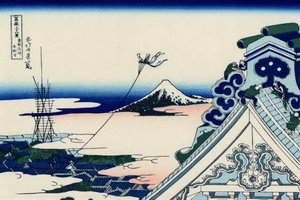 Asakusa Honganji-Tempel in der östlichen Hauptstadt (Edo), ca. 1830 (Holzschnitt) von Katsushika Hokusai