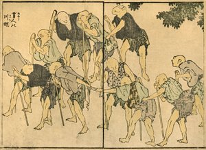 Barfüßige ältere Männer mit Gehstöcken, 1820, 1924