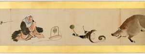 Detail der Bildrolle mit verschiedenen Bildern, Edo-Periode, 1839 von Katsushika Hokusai
