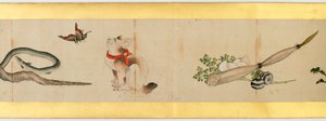 Detail einer Bildrolle mit verschiedenen Bildern, Edo-Periode, 1839 (Detail) von Katsushika Hokusai